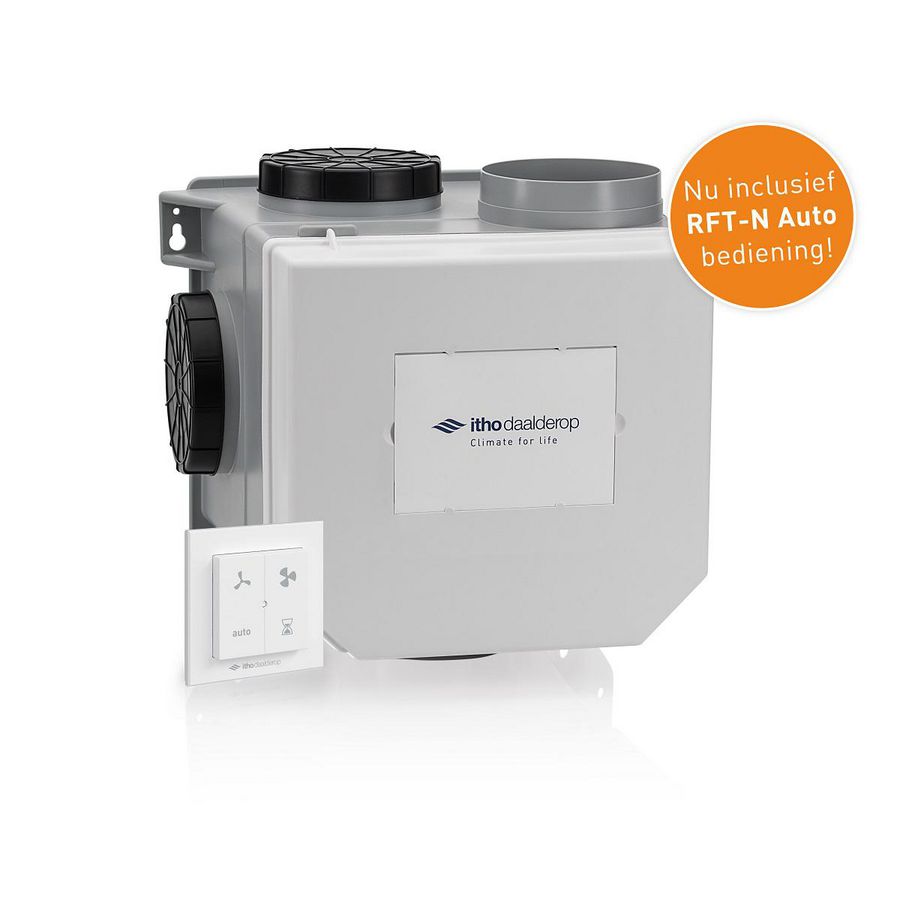 Woonhuisventilator CVE-S ECO met interne vochtsensor + eurostekker incl. bediening RFT-N Auto