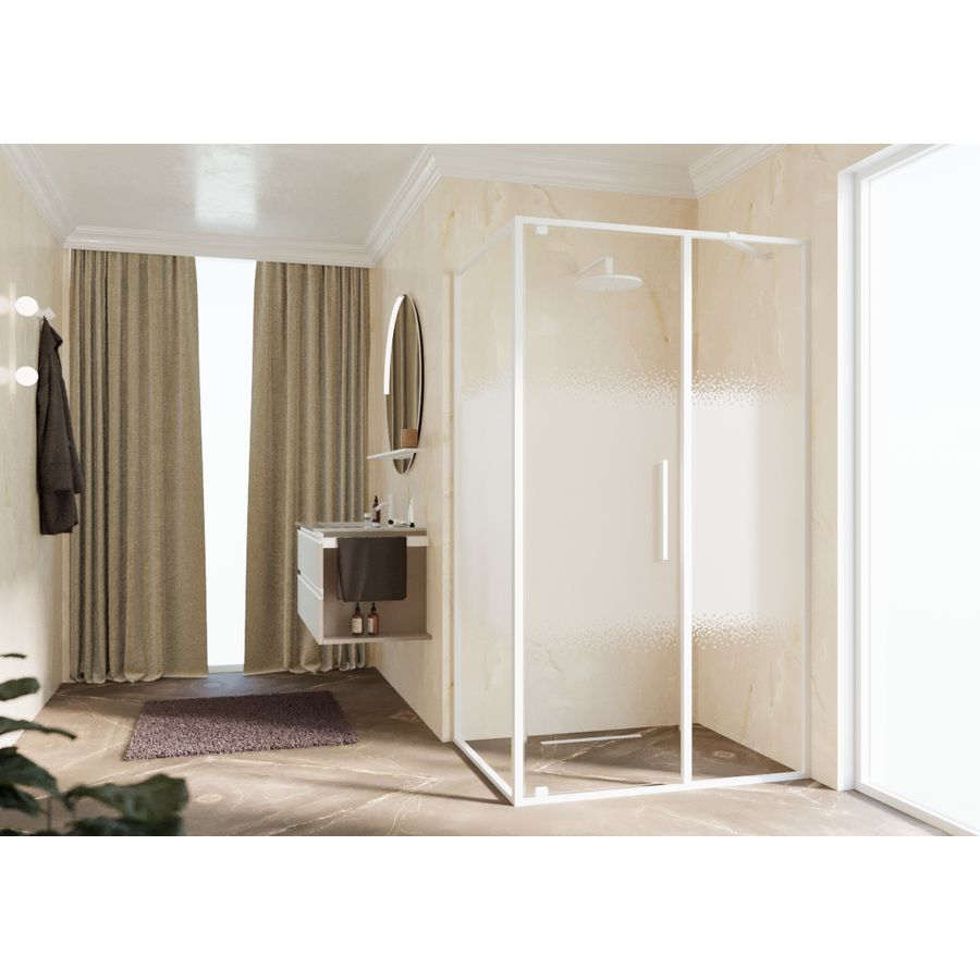 Zijwand RIGA F 1075-1090x2000mm Rose-1 motief profiel matwit