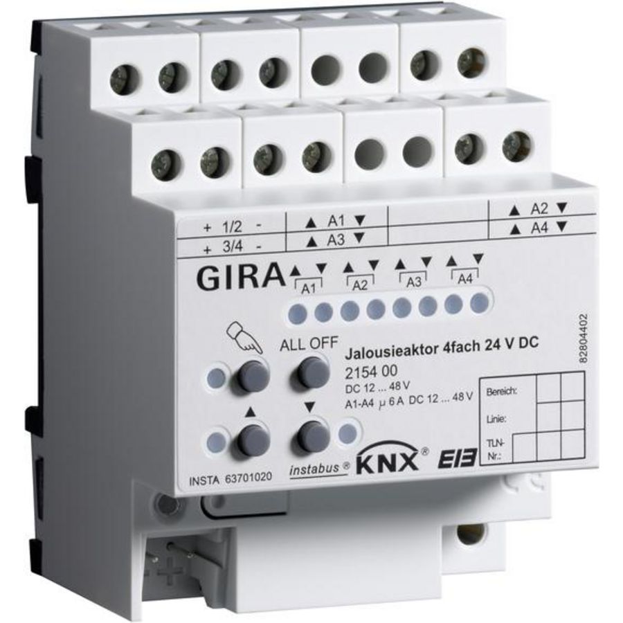 jaloezieactor 4-voudig DC 24 V hand KNX DIN-rail