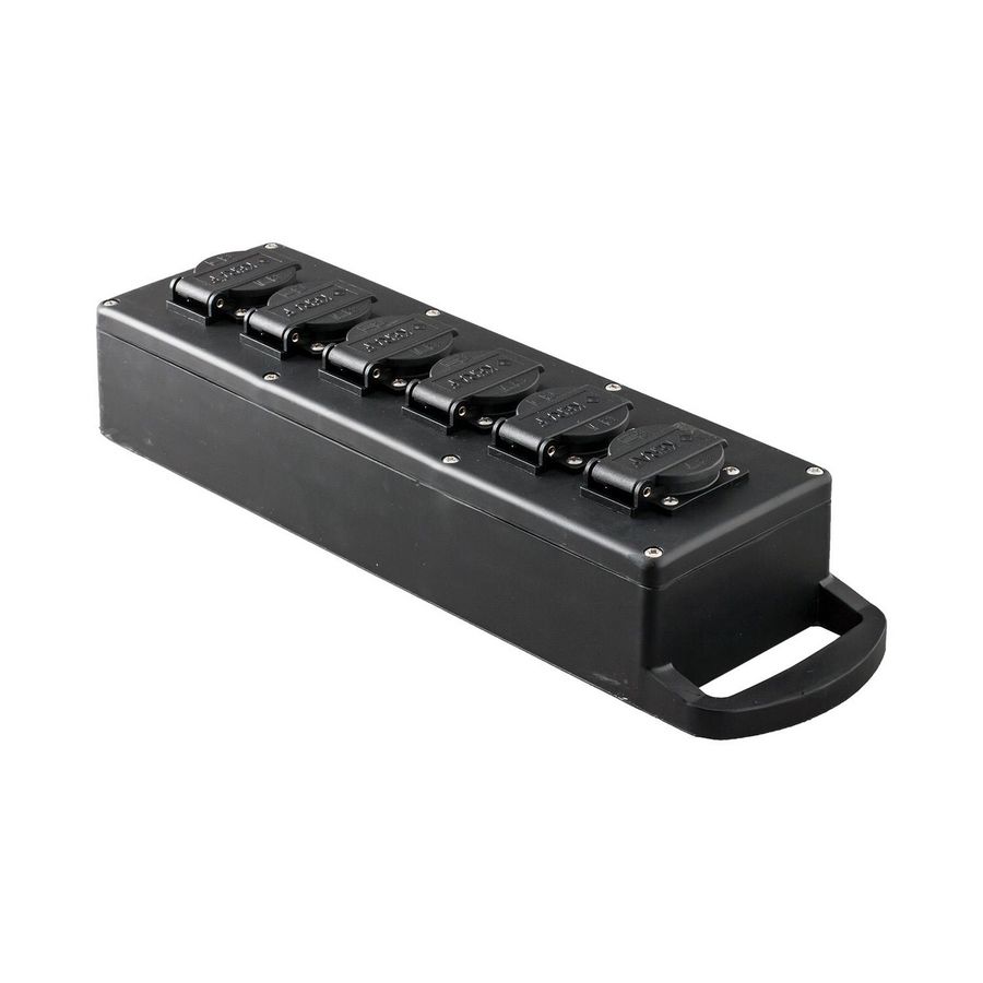 Type 19 volrubber verdeler 6x randaarde zwart VVE=2