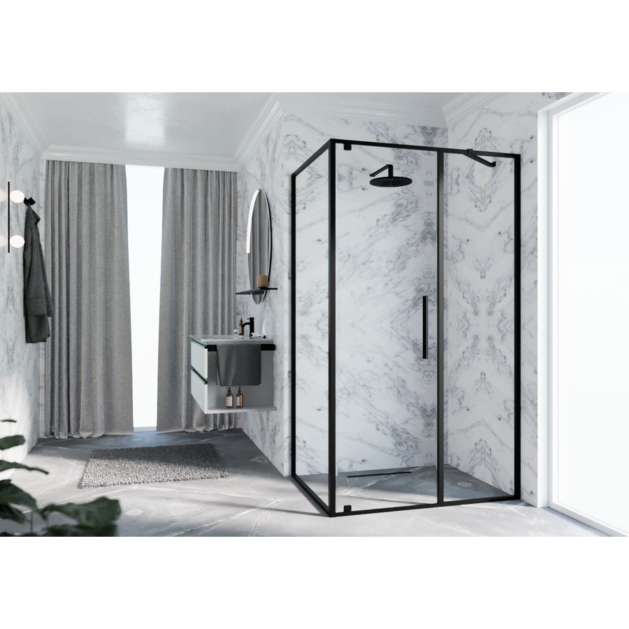 Zijwand RIGA F 1075-1090x2000mm helder glas profiel zwart