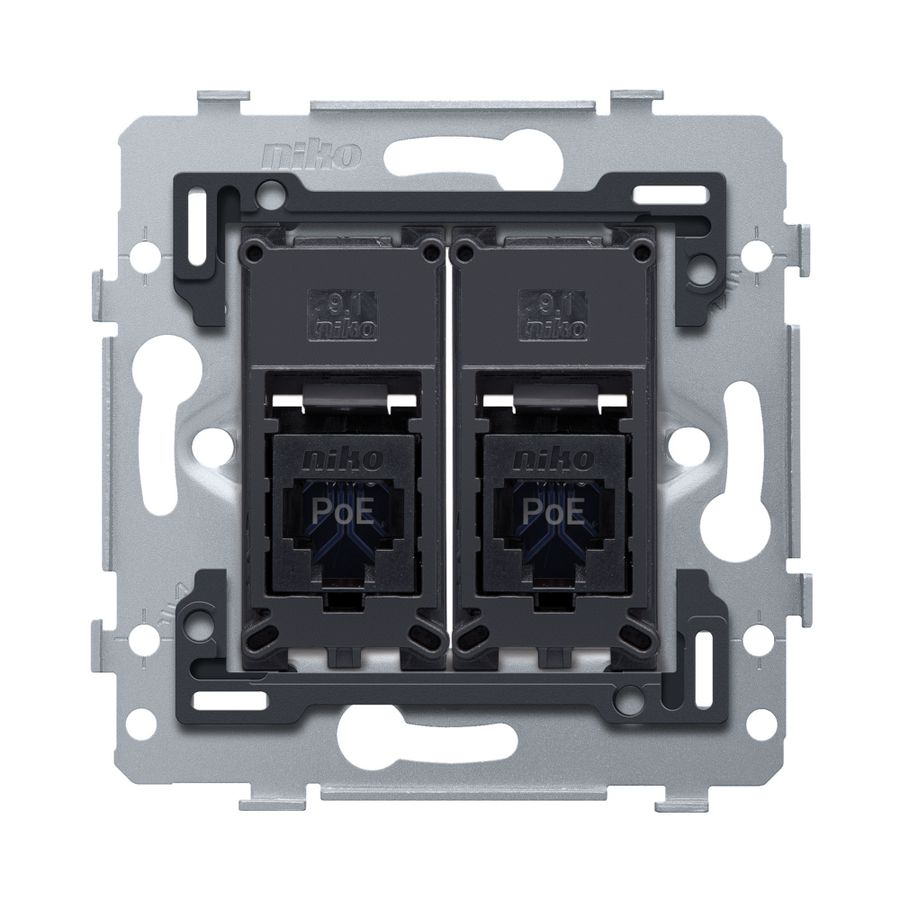 Mechanisme 2 RJ45-aansl.en UTP Cat. 6 PoE++ vlak
