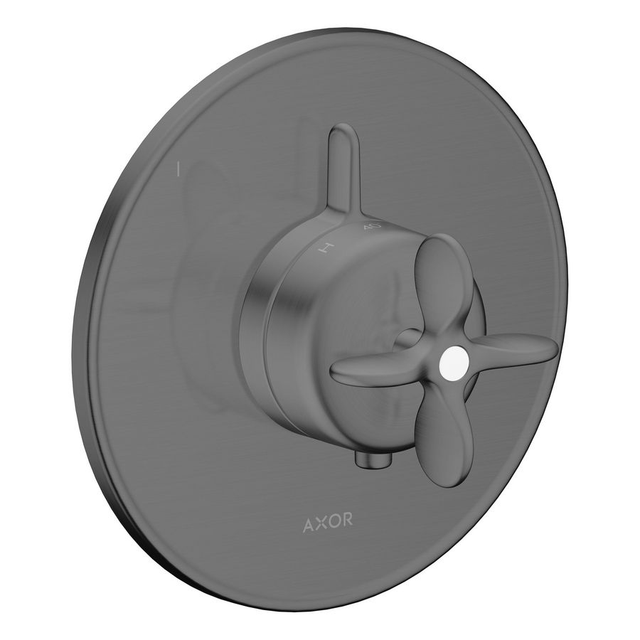 AXOR Archivio afbouwdeel inbouwthermostaat voor 1 functie met kruisgreep Brushed Black Chrome