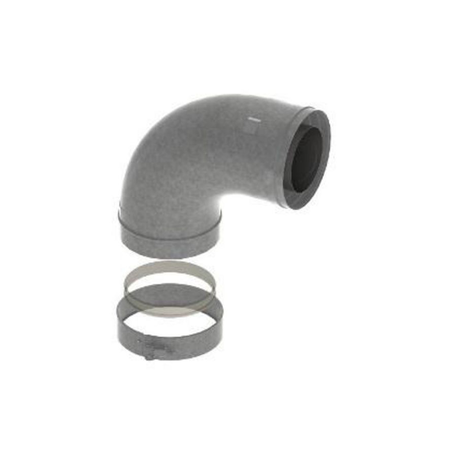 Bocht galva-RVS Ø150/100 90° glad, zwart