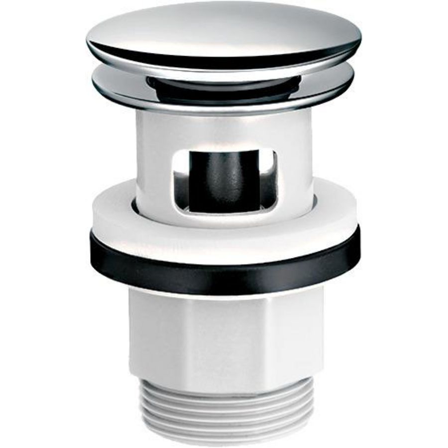 Push Open afvoerplug 1.1/4" chroom tbv wastafel met overloop