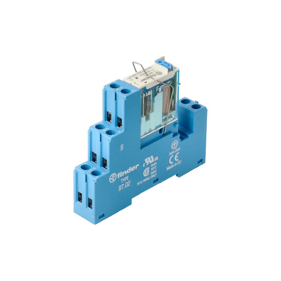 Interfacerelais 2 wisselcontacten 8A 24V DC serie 4C blauw