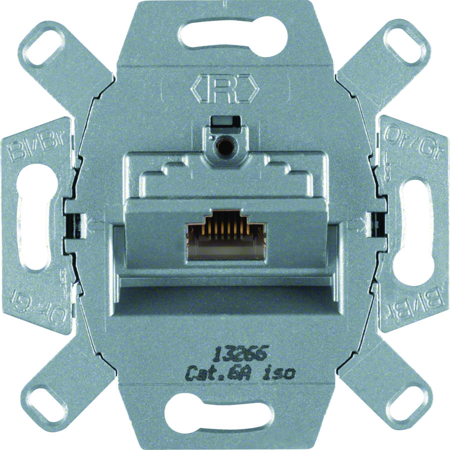 RJ-datacontactdoos 1-voudig cat. 6A 45gr.-uitgang