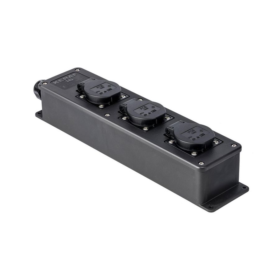 Snoercentrale 3-voudig 16A 250V penaarde zwart VVE=2