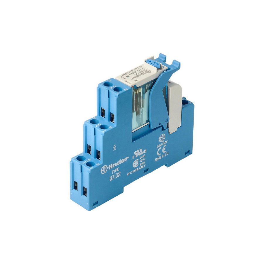 Interfacerelais 2 wisselcontacten 8A 24V DC vrijloopdiode