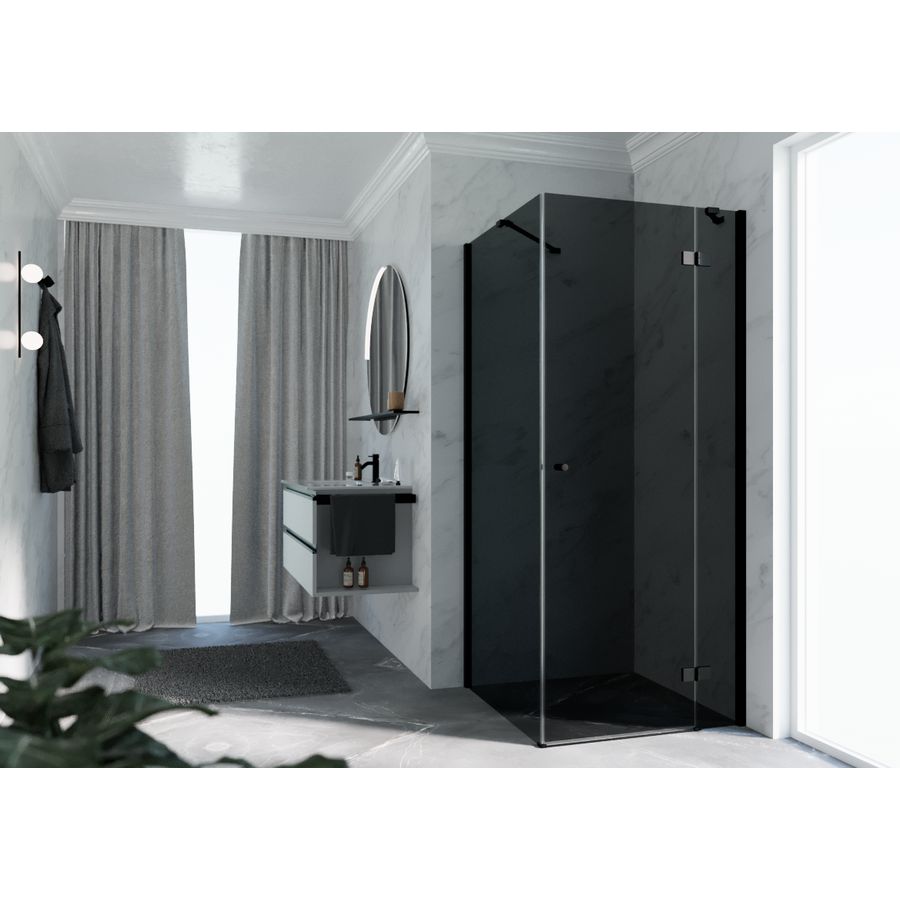 Draaideur NH -A/G tbv zijwand 100 links verst.970-990x2000mm glas grijs profielkleur zwart