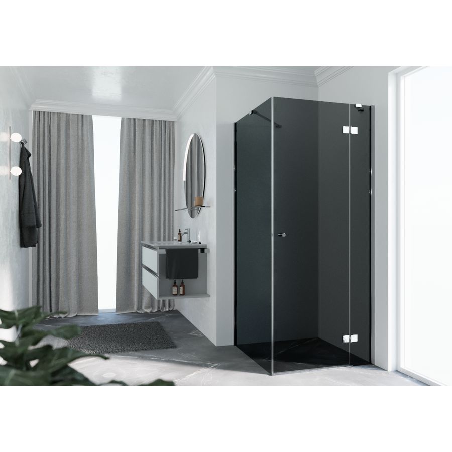 Draaideur NH -A/G tbv zijwand 100 links verst.970-990x2000mm glas grijs profielkleur chroom