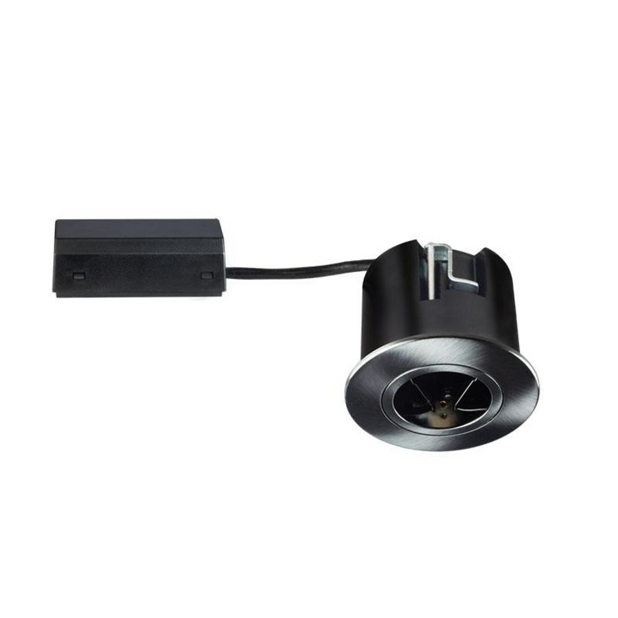 MR16 frame 87,5mm rond geborsteld chroom IP20 met aansluitbo