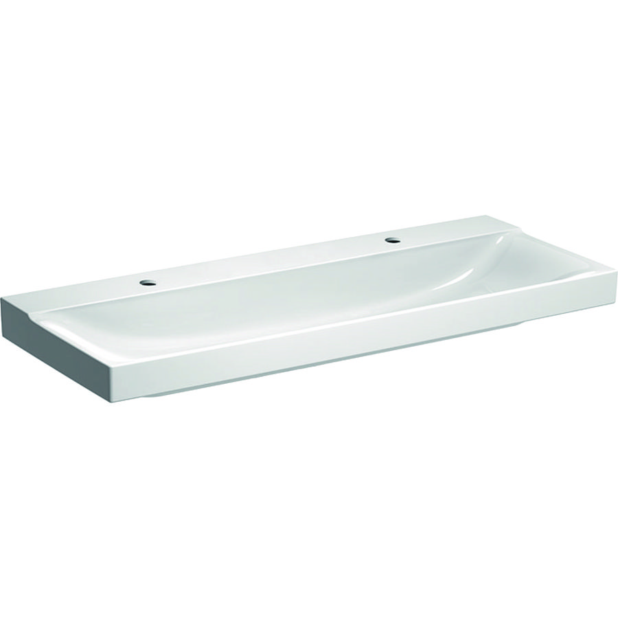 Xeno2 wastafel 120x48cm met 2x kraangat zonder overloop wit Keratect