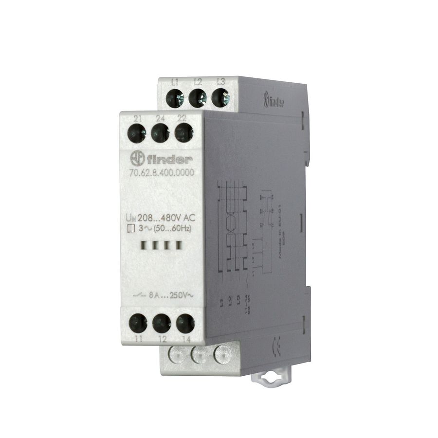Meet- en bewakingsrelais 3 fasen 2 wisselcontacten 400V AC