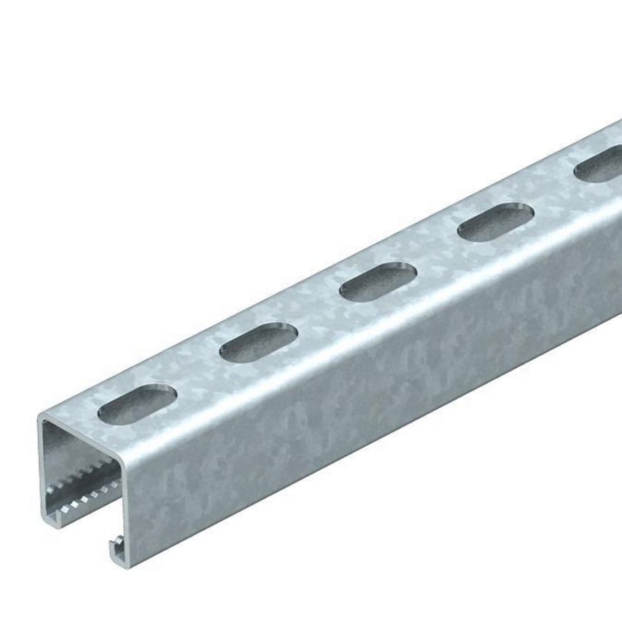 Lengte a 1m. profielrail geperforeerd sleufbreedte 22mm 41x41mm staal