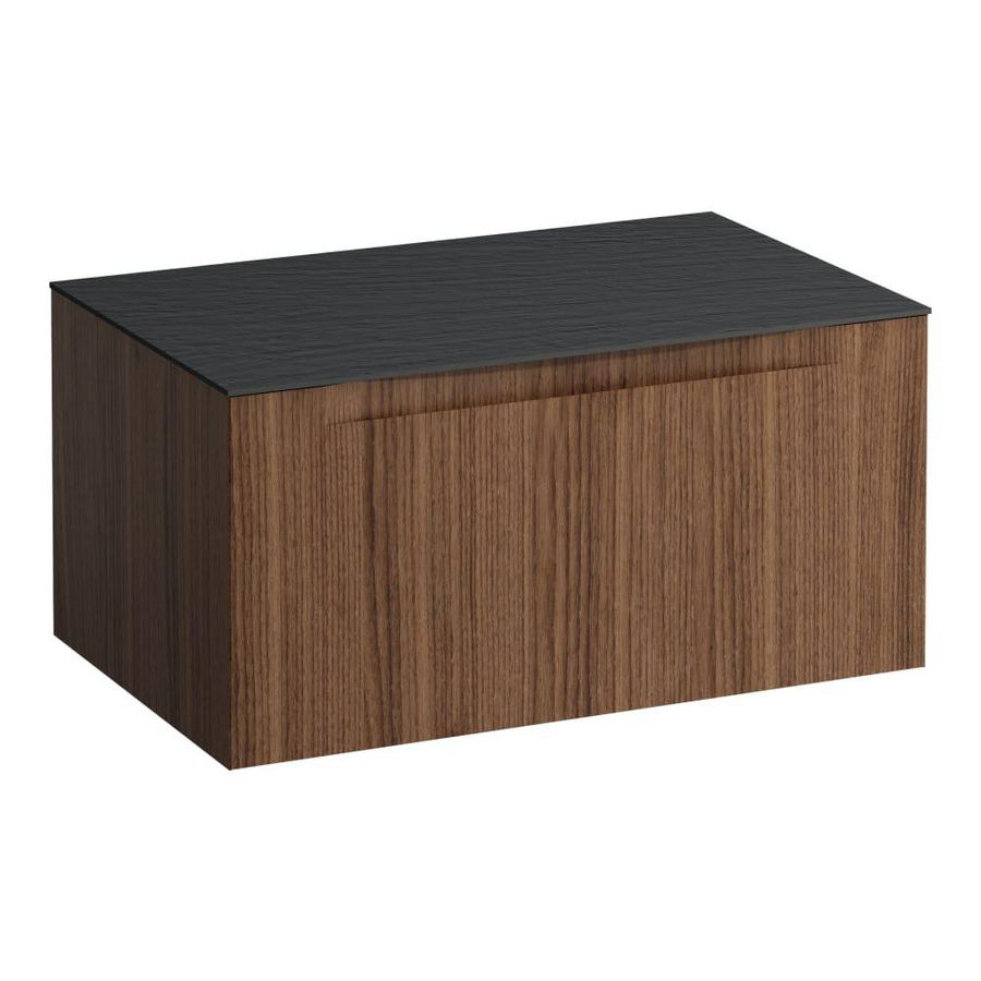 Wastafelonderkast ARUN 800mm 1x la zonder uitsparingen Ardesia Nera top Noce canaletto