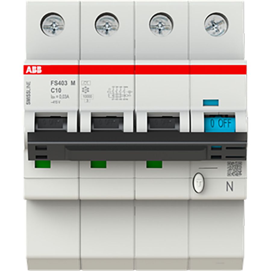 Aardlekschakelaar met overstroombeveiliging FS403M-C10/0.03
