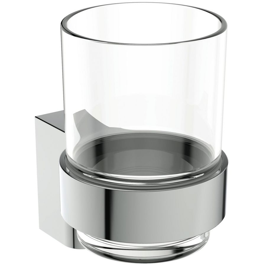 CONNECT transpar. glas met houder (wand) chroom