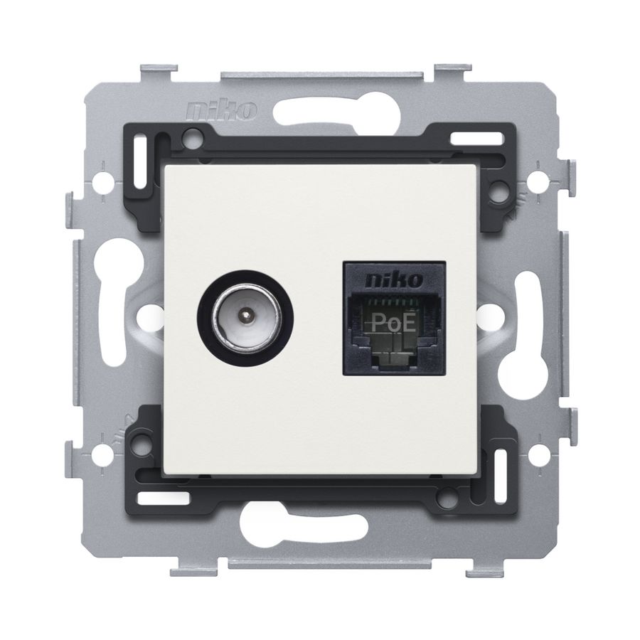 Combinatie coax met RJ45-aansl. UTP Cat. 6A PoE++ vlak white