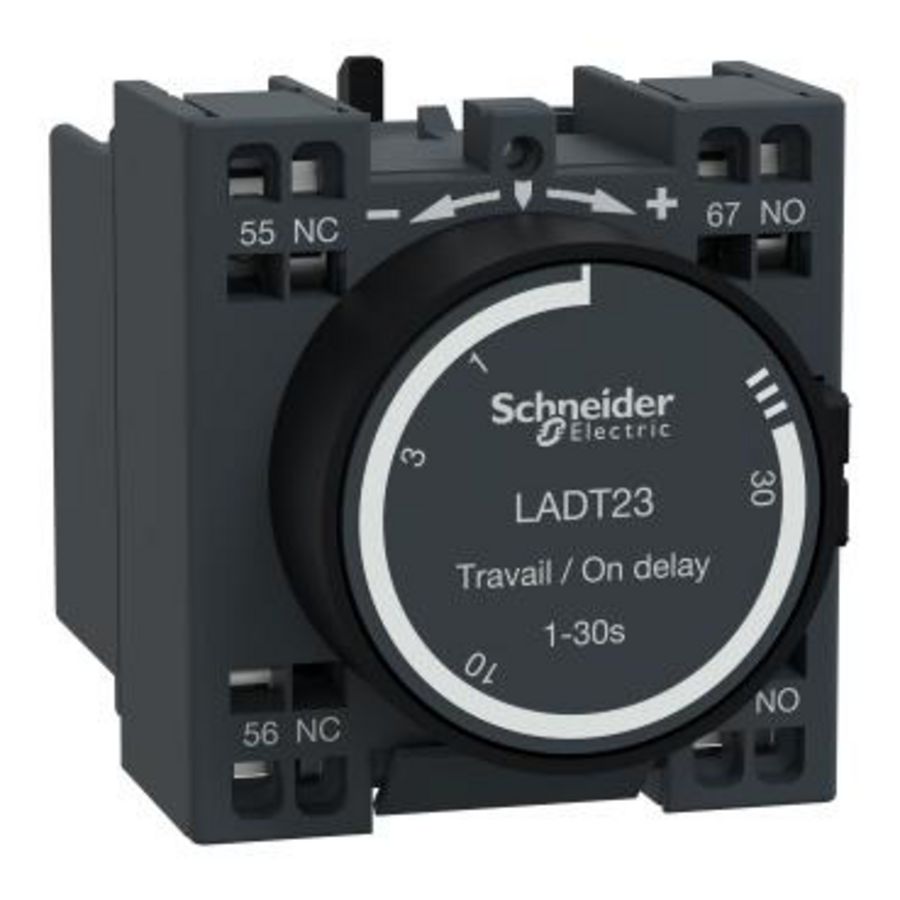 Hulpcontactblok met tijdrelais Opkomend 0,1-30S 1M+1V D