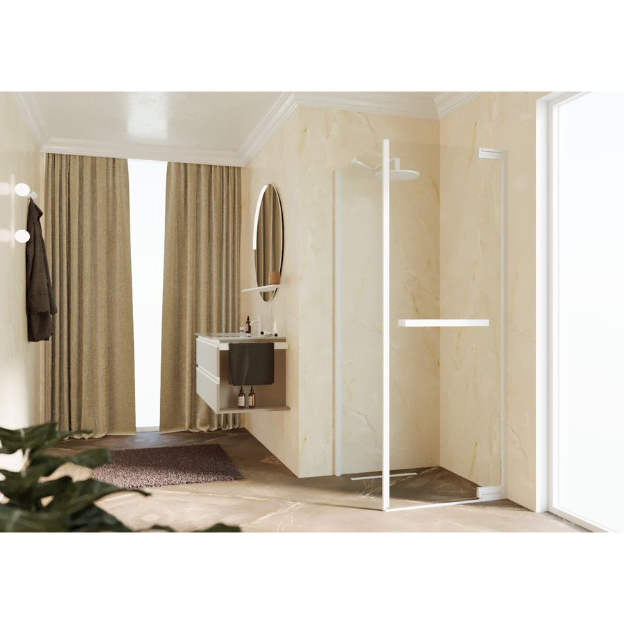 Zijwand voor bad en douche N180 type FG 100 bereik 980-995x2000mm helder glas wit mat
