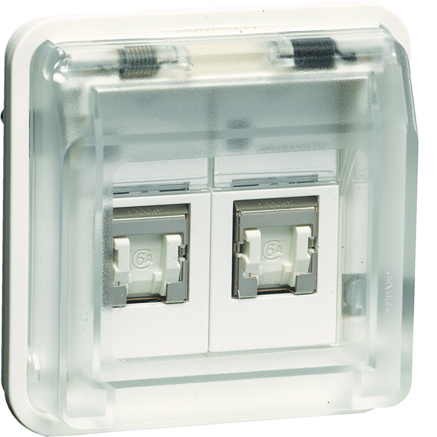 Data-aansluiting Cat 6. 2-v W.1 polarwit