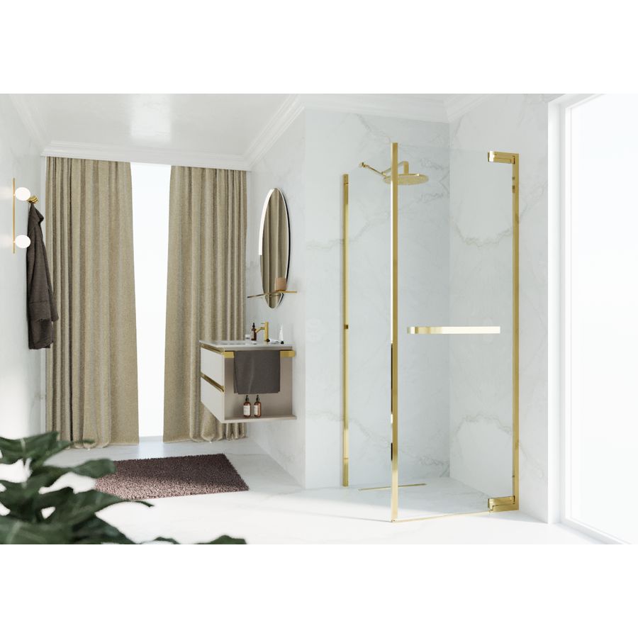 Zijwand voor bad en douche N180 type FG 100 bereik 980-995x2000mm helder glas shiny gold