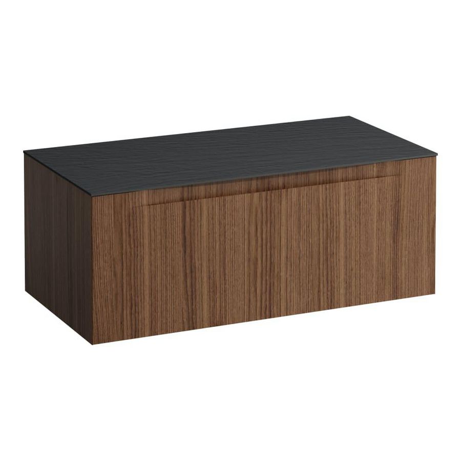 Wastafelonderkast ARUN 1000mm 1x la zonder uitsparingen Ardesia Nera top Noce canaletto