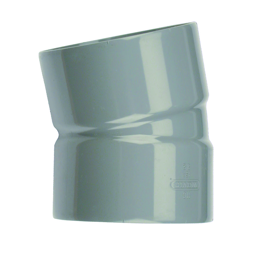 Wadal PVC lijm bocht 15° 110mm grijs mof/mof