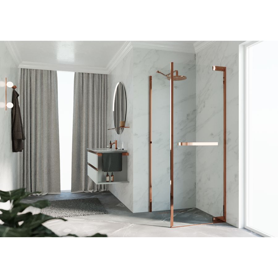 Zijwand voor bad en douche N180 type FG 100 bereik 980-995x2000mm helder glas shiny red gold
