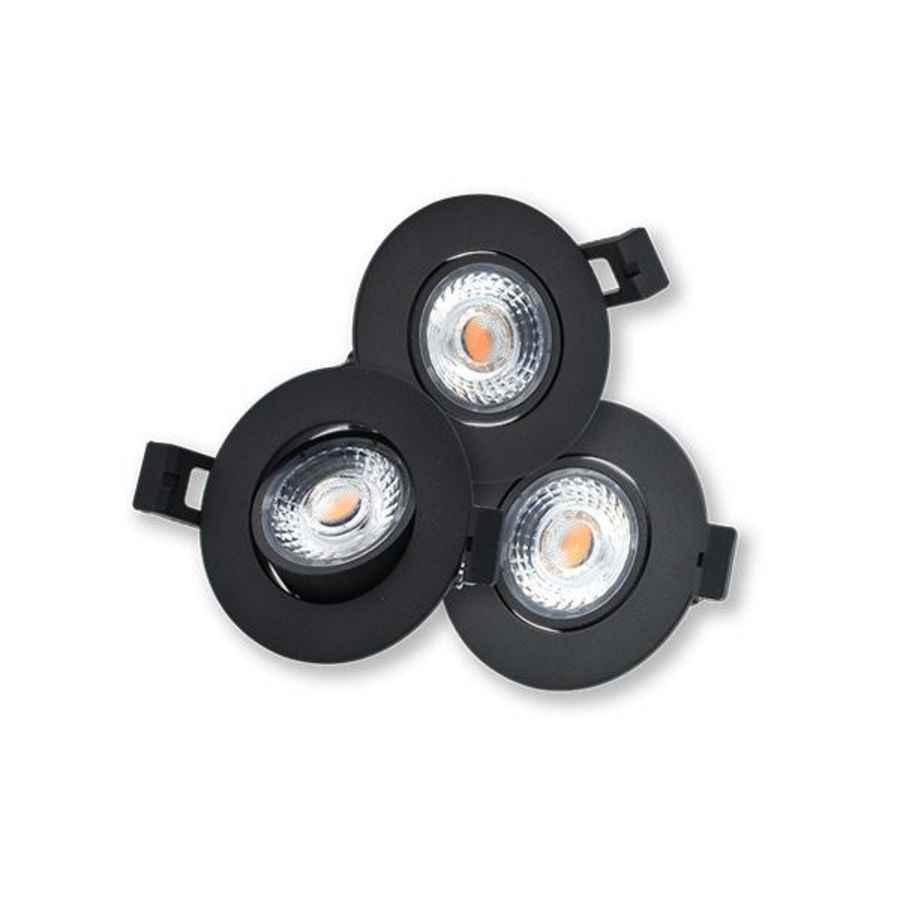 Spot camini 3x8W Ø82mm 2.700K zwart dimbaar incl. driver