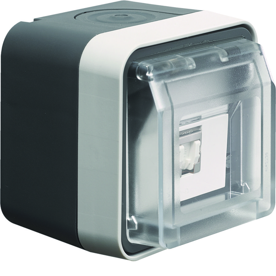 Data-aansluiting Cat 6.+behuizing W.1 grijs