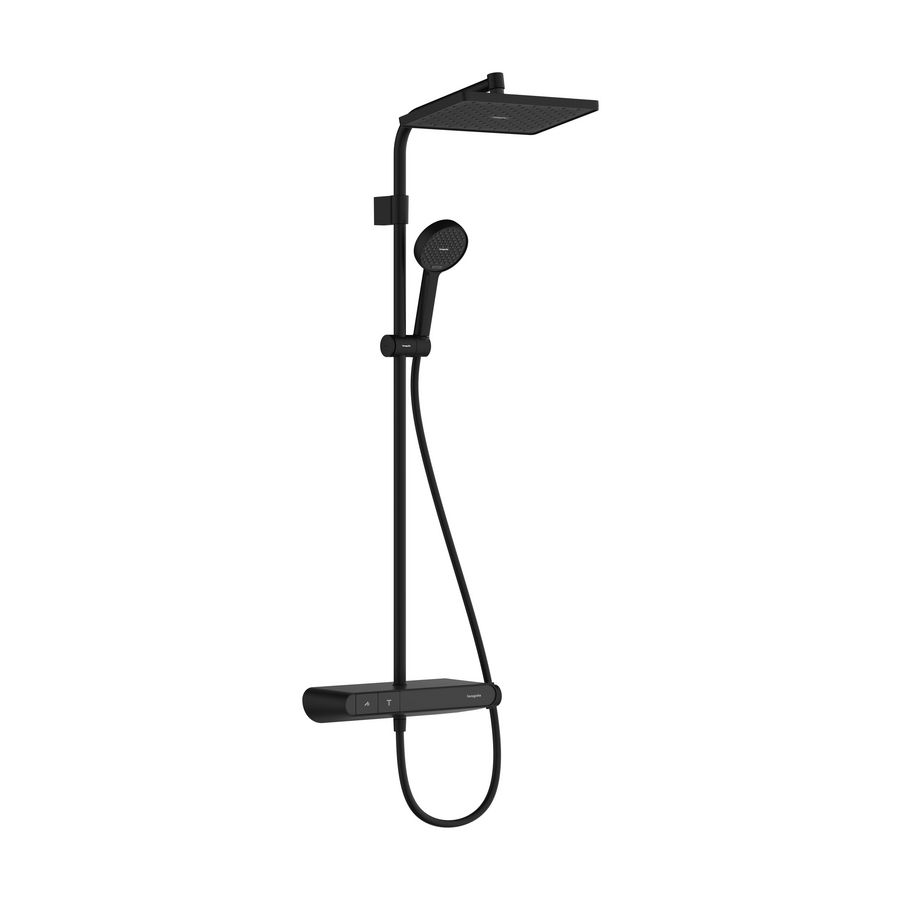 Activera Q Showerpipe 290/180 1 straalsoort EcoSmart met ShowerTablet Select 360 Varia Mat zwart