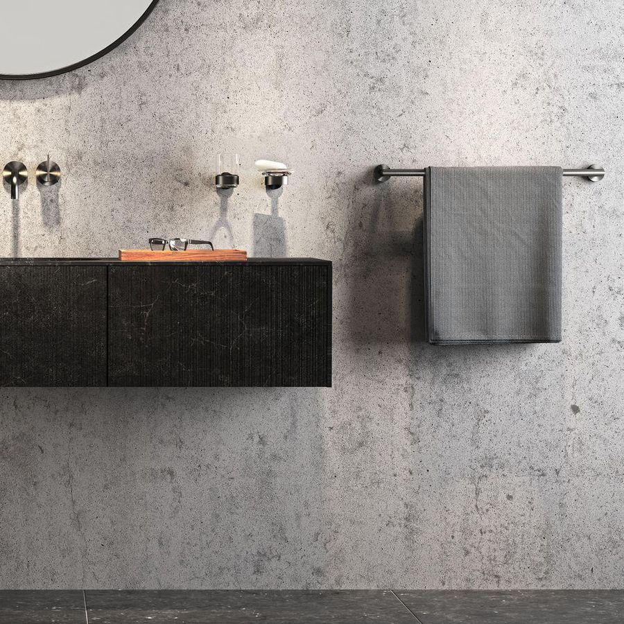 Drinkglas + drinkglashouder zwart metaal geborsteld NEMOX