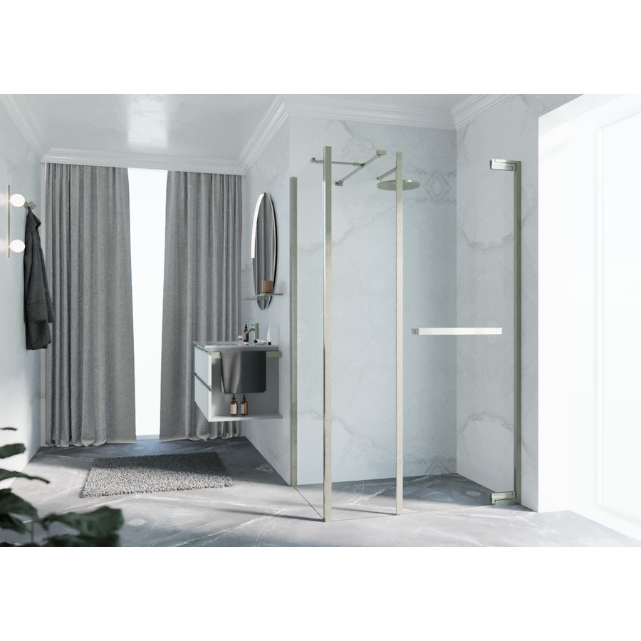 Zijwand voor bad en douche N180 type F 100 bereik 975-995x2000mm helder glas brushed inox