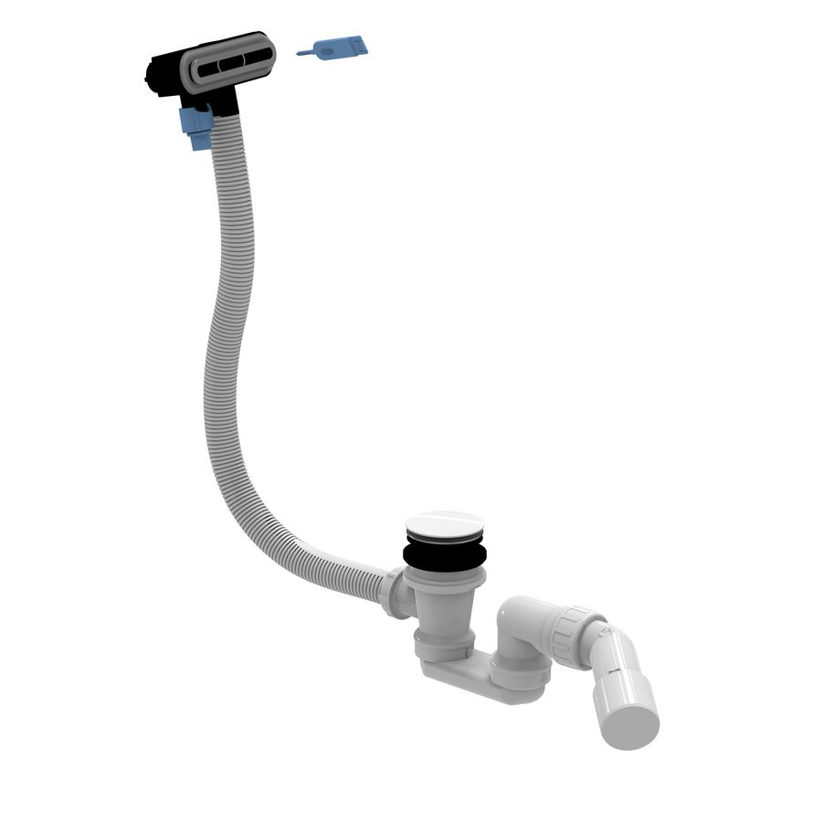 Verlengde afvoer- en overloopcombinatie afvoer stone white overloop chroom U90959161