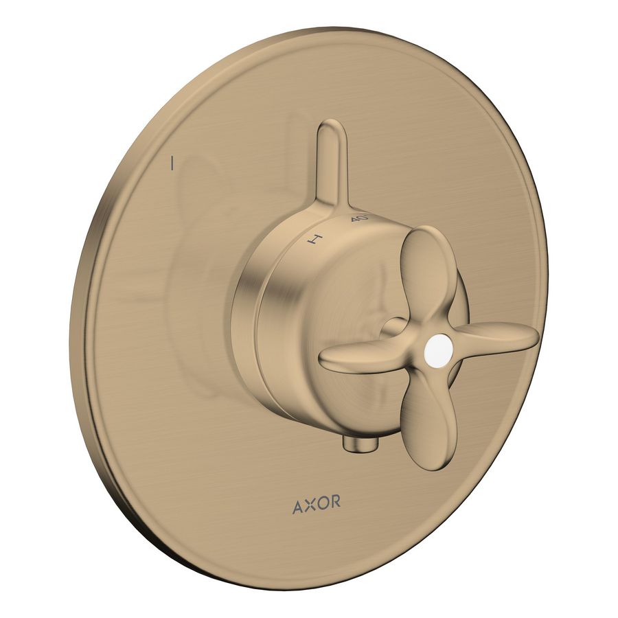 AXOR Archivio afbouwdeel inbouwthermostaat voor 1 functie met kruisgreep Brushed Bronze