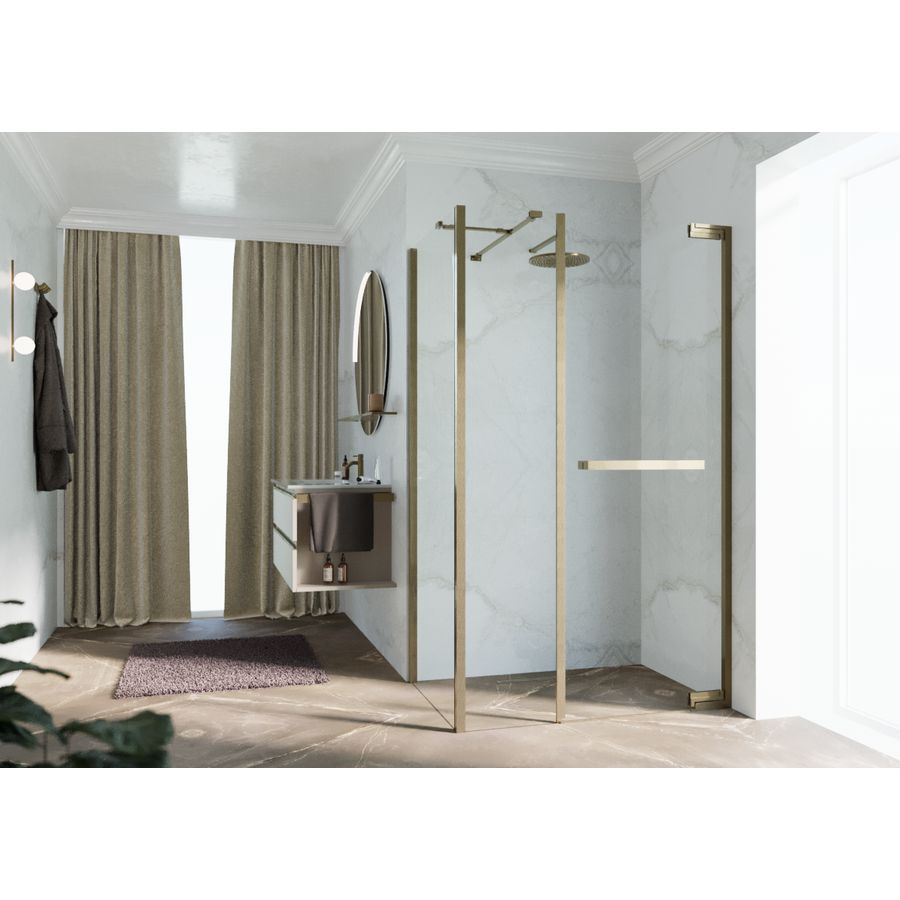 Zijwand voor bad en douche N180 type F 100 bereik 975-995x2000mm helder glas brushed bronze