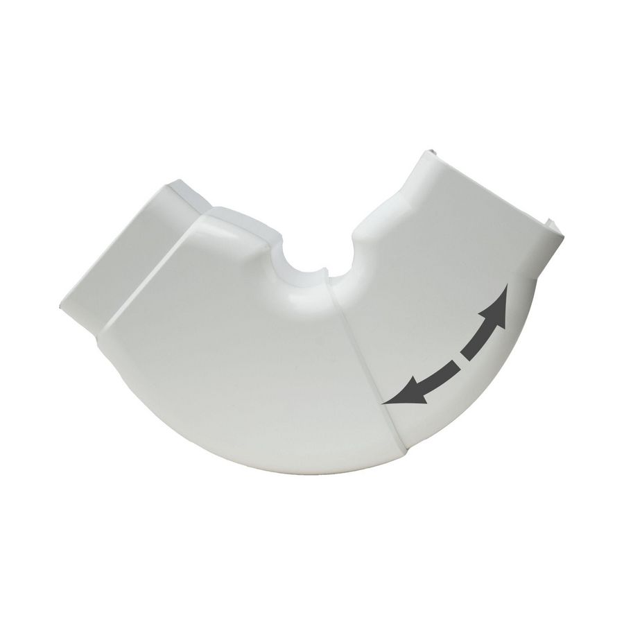 Beweegbare platte bocht 65x50mm (60°-120°) wit PVC RAL 9010