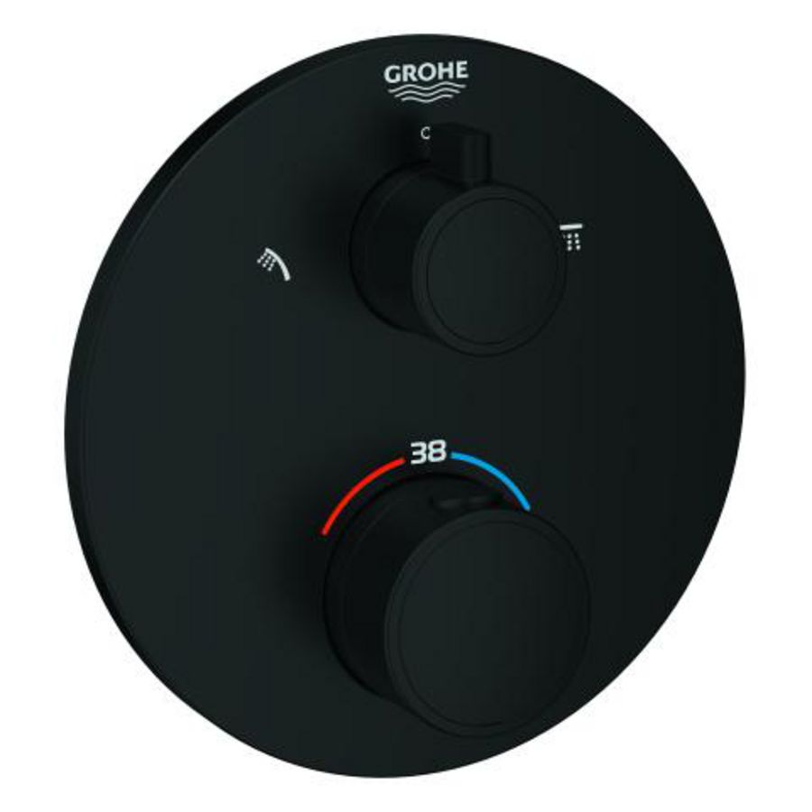 Grohtherm Opbouw rond met omstel Matte Black (mat zwart) (prof)