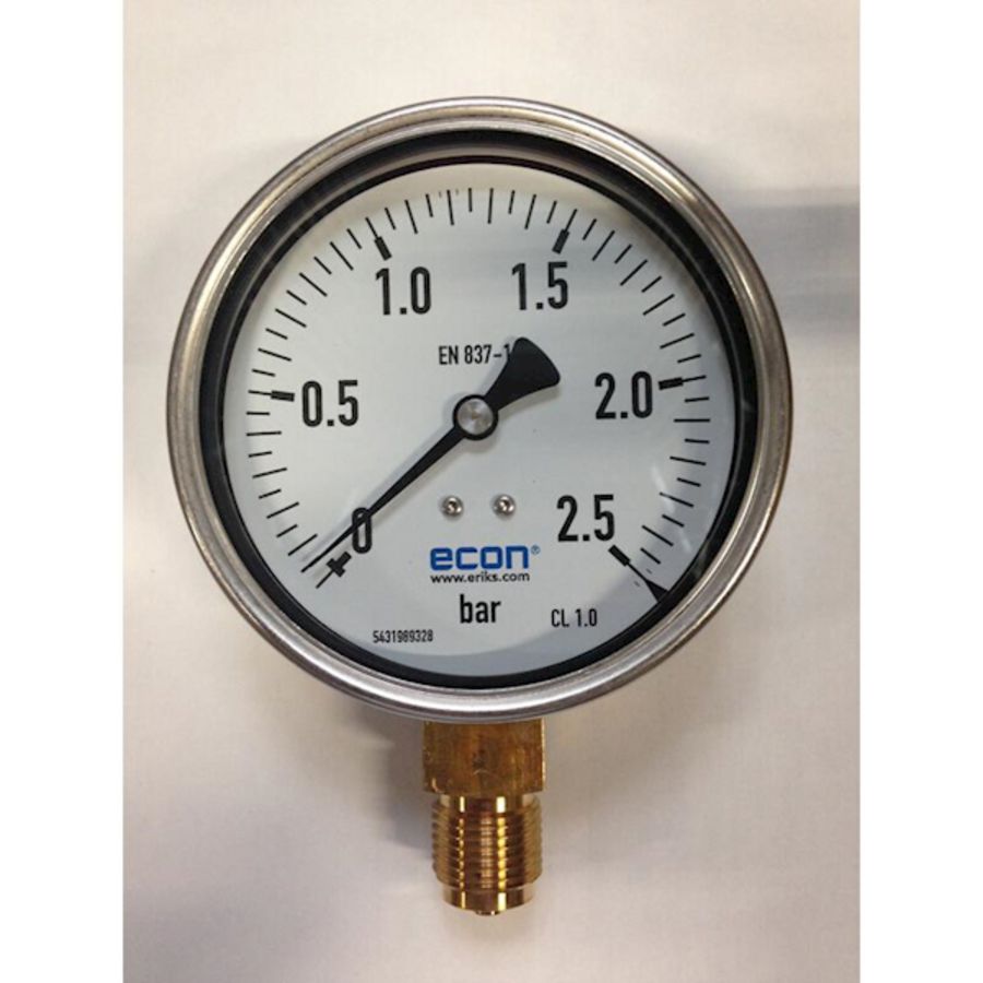 Manometer 100mm 0-2,5bar 1/2" bt. radiaal