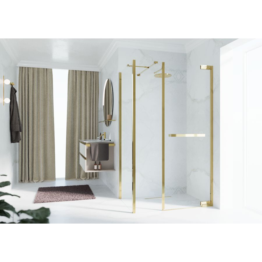 Zijwand voor bad en douche N180 type F 100 bereik 975-995x2000mm helder glas shiny gold