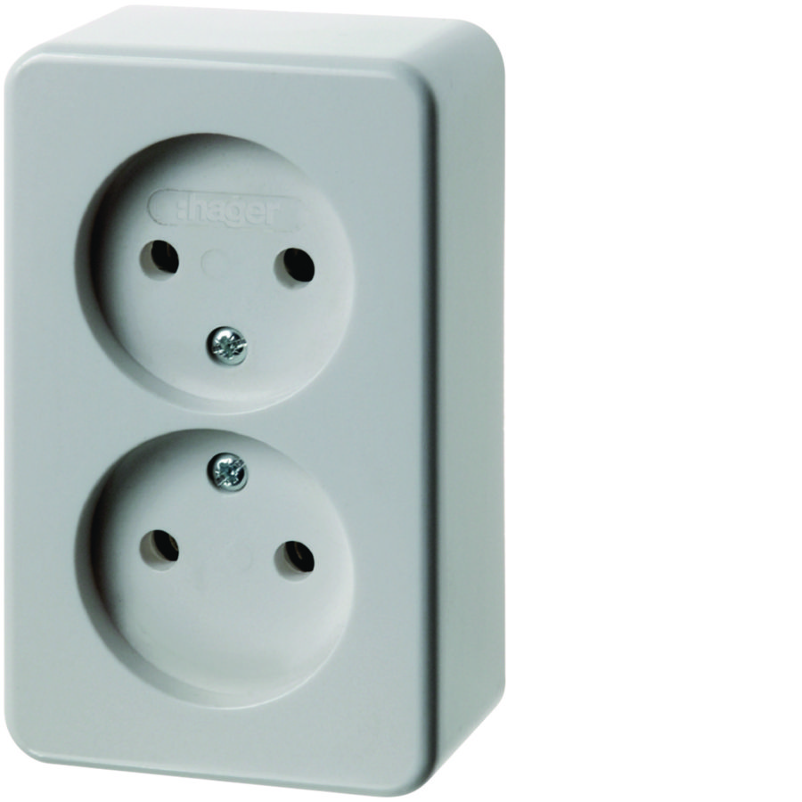 Wandcontactdoos z. aardcontact 2-voudig steekklemmen opbouw