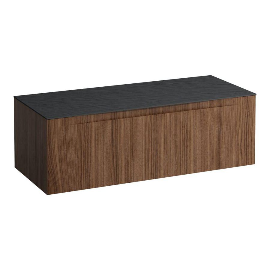 Wastafelonderkast ARUN 1200mm 1x la zonder uitsparingen Ardesia Nera top Noce canaletto