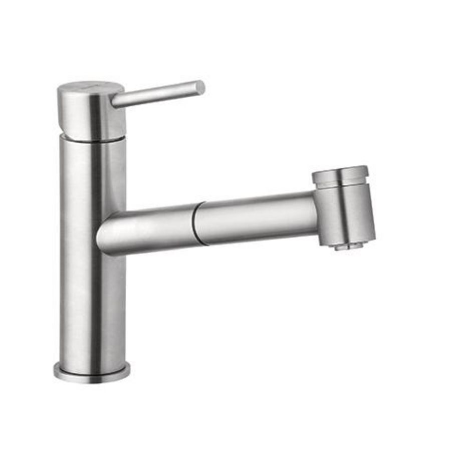Steel keukenmengkraan met vaatd. edelst