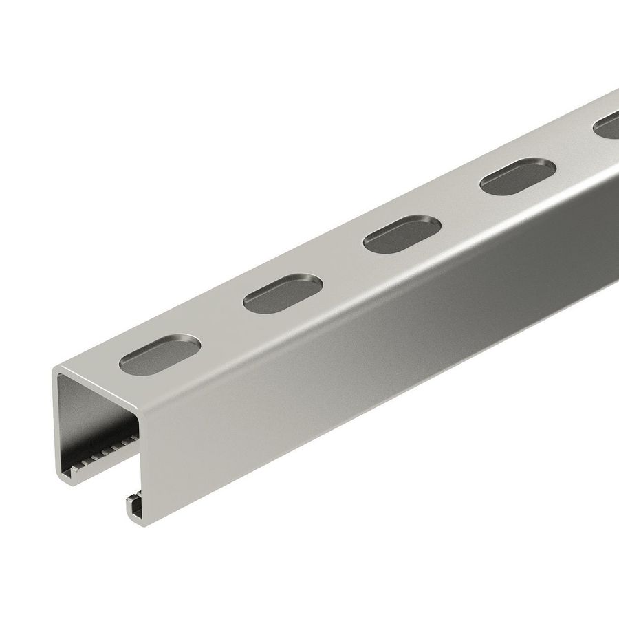 Lengte a 1m. profielrail geperforeerd sleufbreedte 22mm 41x41mm rvs A4