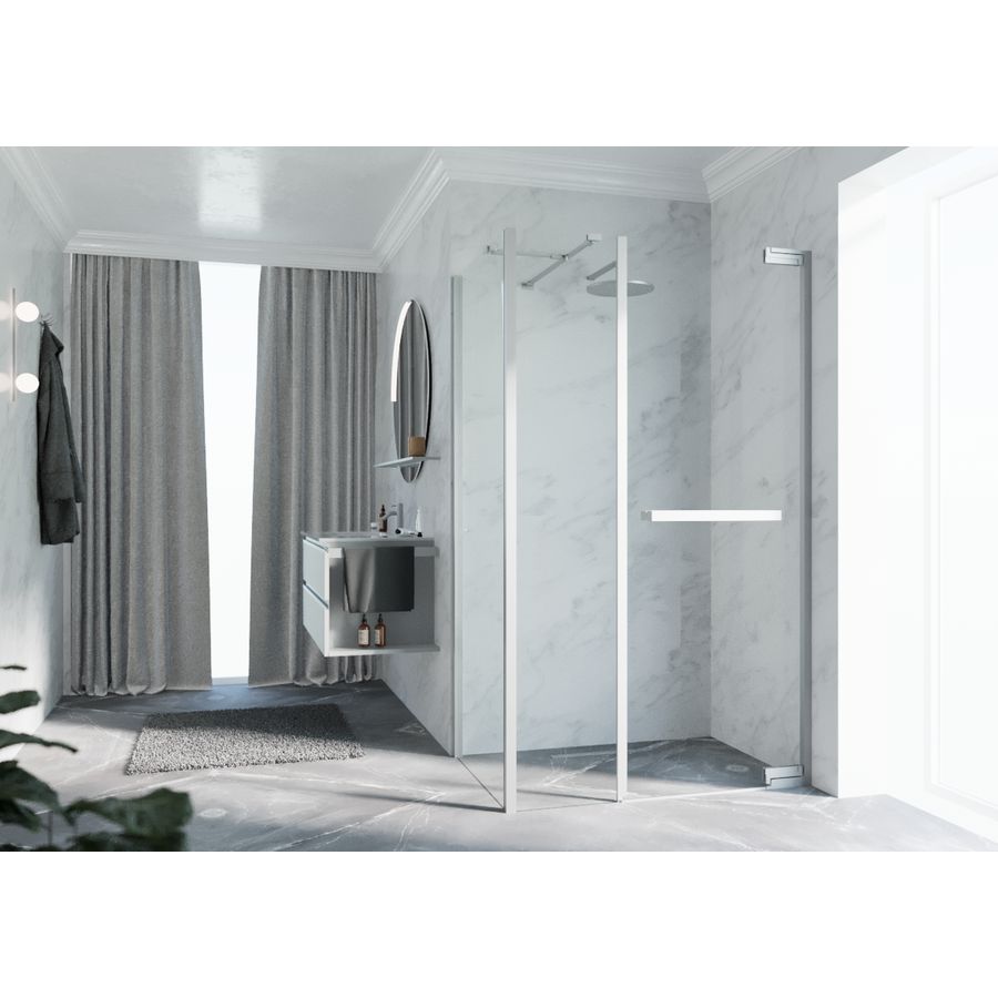 Zijwand voor bad en douche N180 type F 100 bereik 975-995x2000mm helder glas matchroom