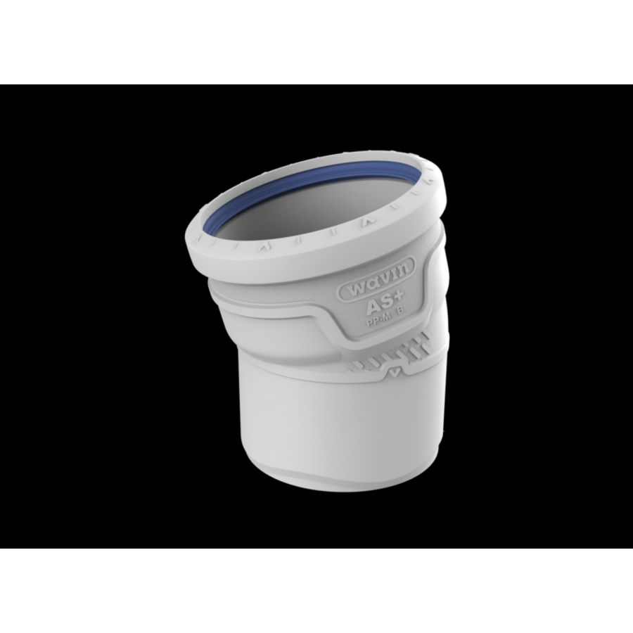 Bocht PP AS+ geluidsarm 15° lichtgrijs 50mm mof x spie