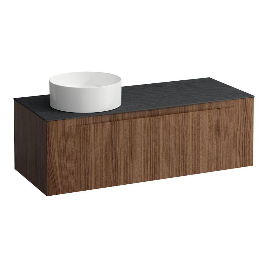 Wastafelonderkast ARUN 1200mm 1x la met uitsparing links Ardesia Nera top Noce canaletto