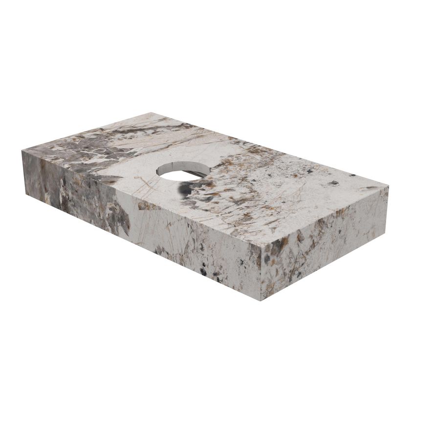 Fonteinplateau BLOCQ met afvoergat in het midden 40x22x6cm Island glossy INK